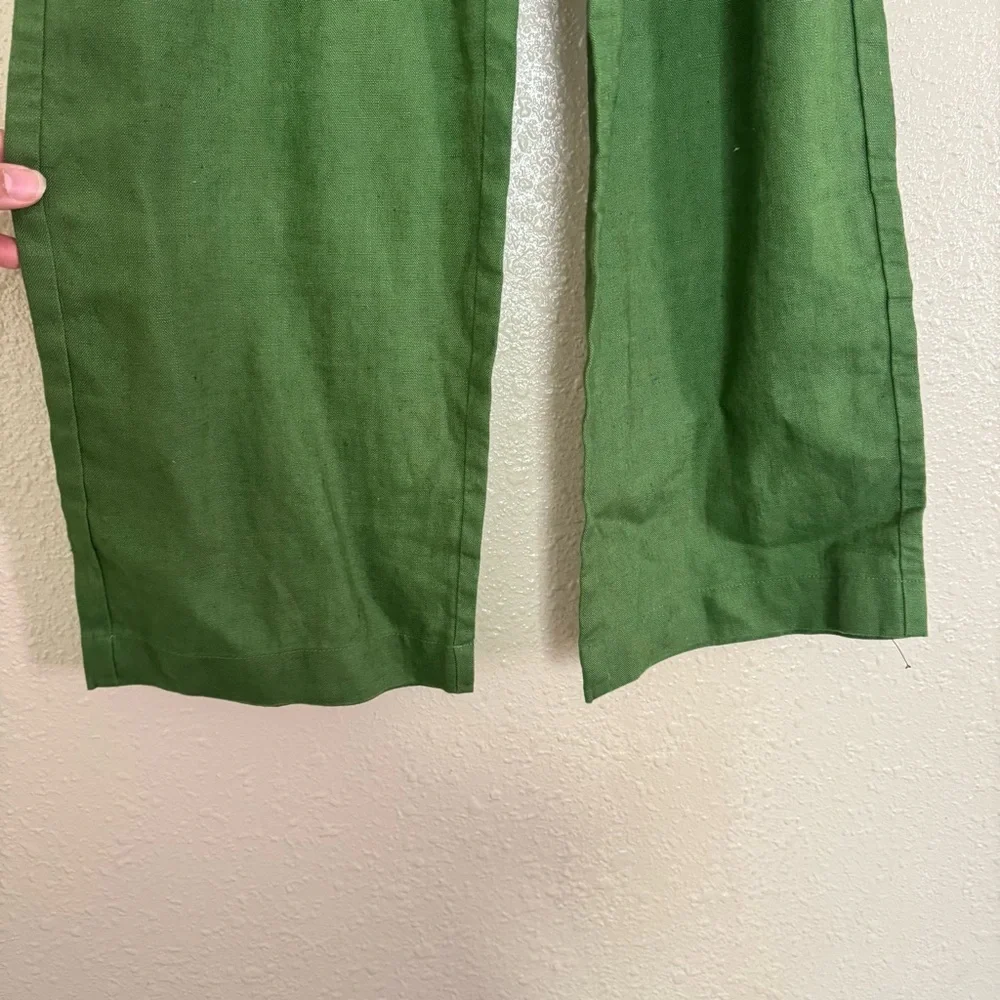 Reformation Vera Linen Green Pants